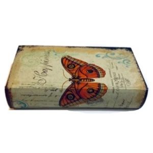 Vintage / Antique Look Distressed Look Butterfly Book Storage Box